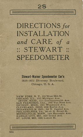 1918 Stewart Warner Speedo Manual